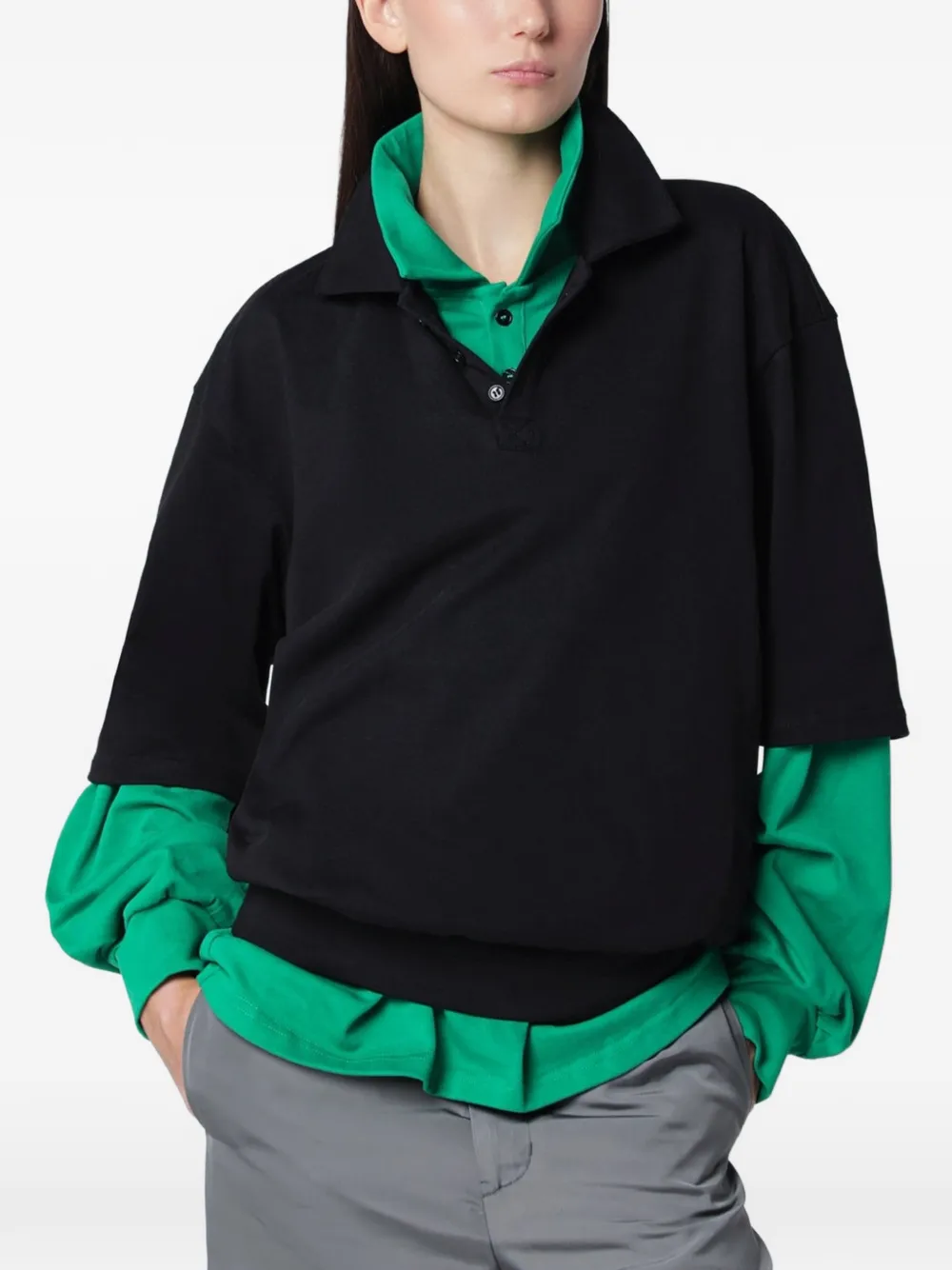 LII layered cotton sweater - Schwarz