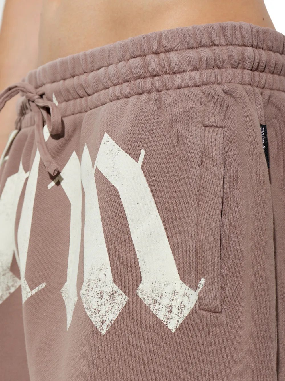 Palm Angels logo-print raw-edge shorts Roze