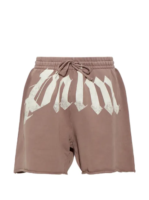 Palm Angels logo-print raw-edge shorts