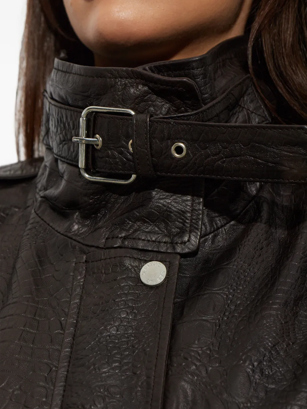 Gestuz GZtori croc-effect leather jacket Bruin