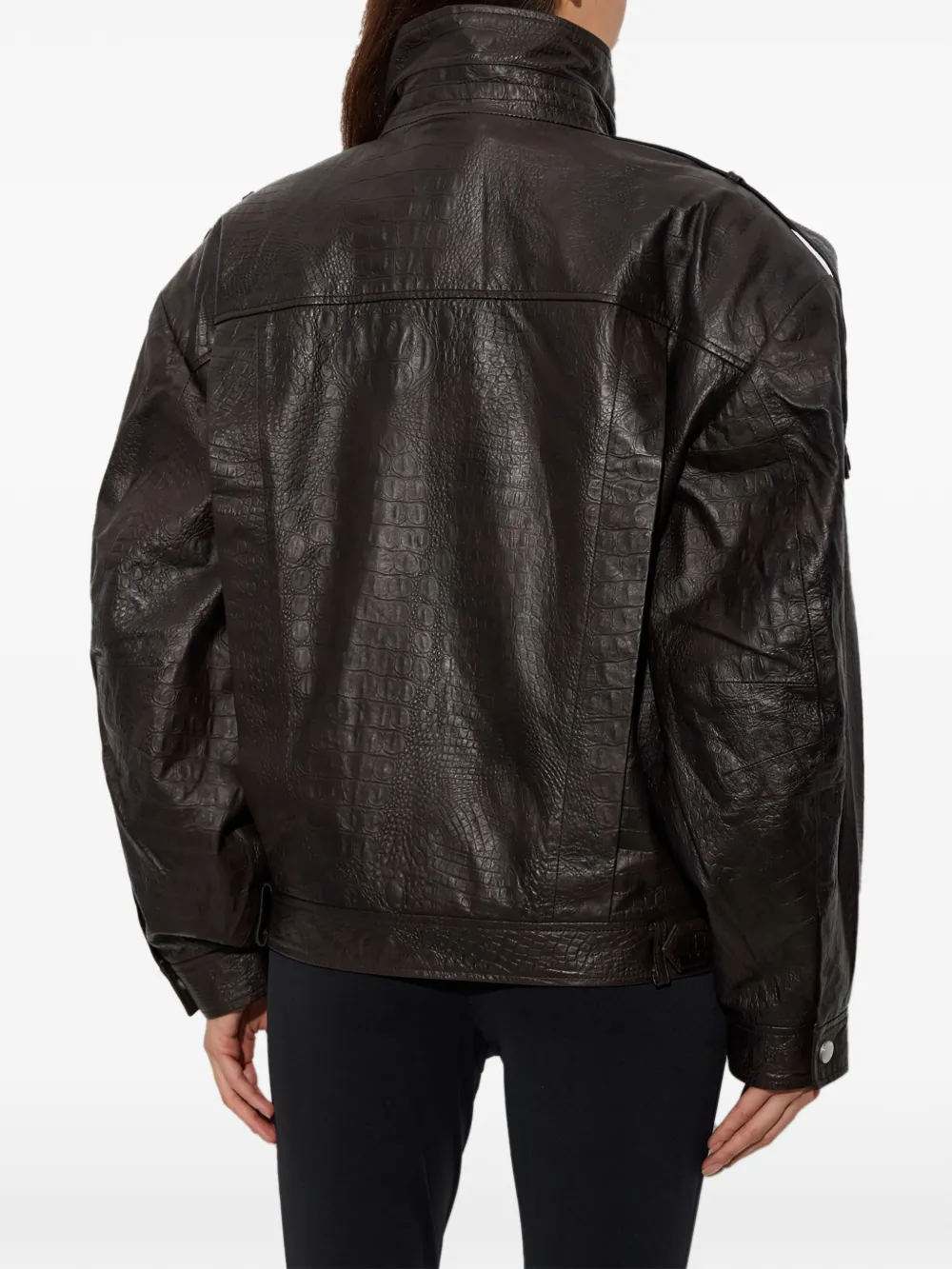 Gestuz GZtori croc-effect leather jacket Bruin