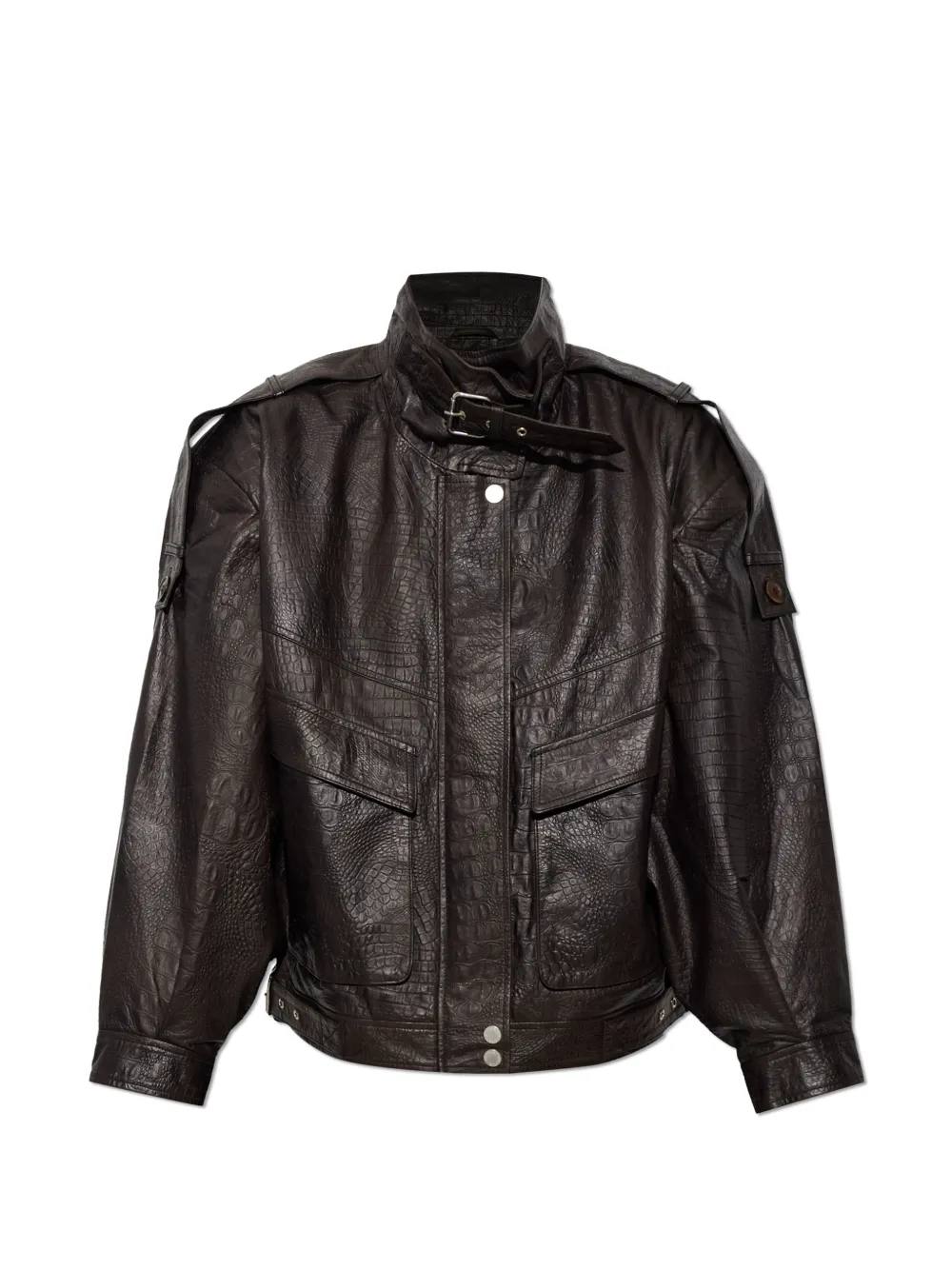 Gestuz GZtori croc-effect leather jacket - Braun