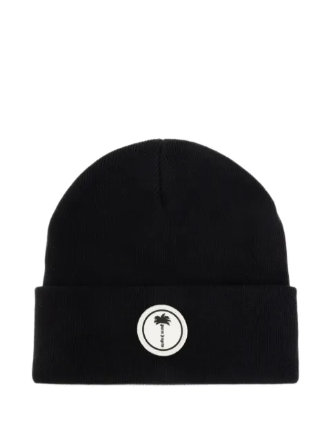 Palm Angels logo-patch beanie hat