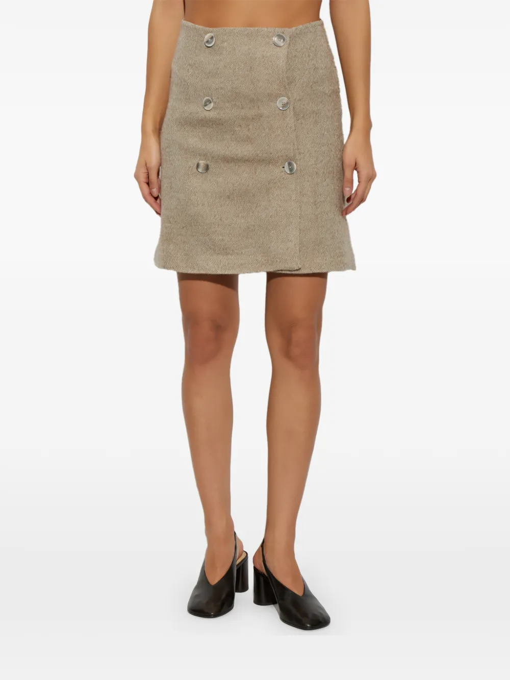 By Malene Birger Lima double-breasted wrap mini skirt Beige
