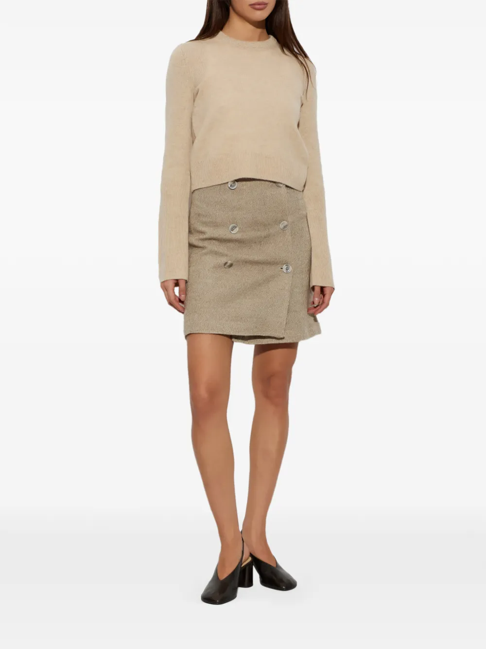 By Malene Birger Lima double-breasted wrap mini skirt Beige