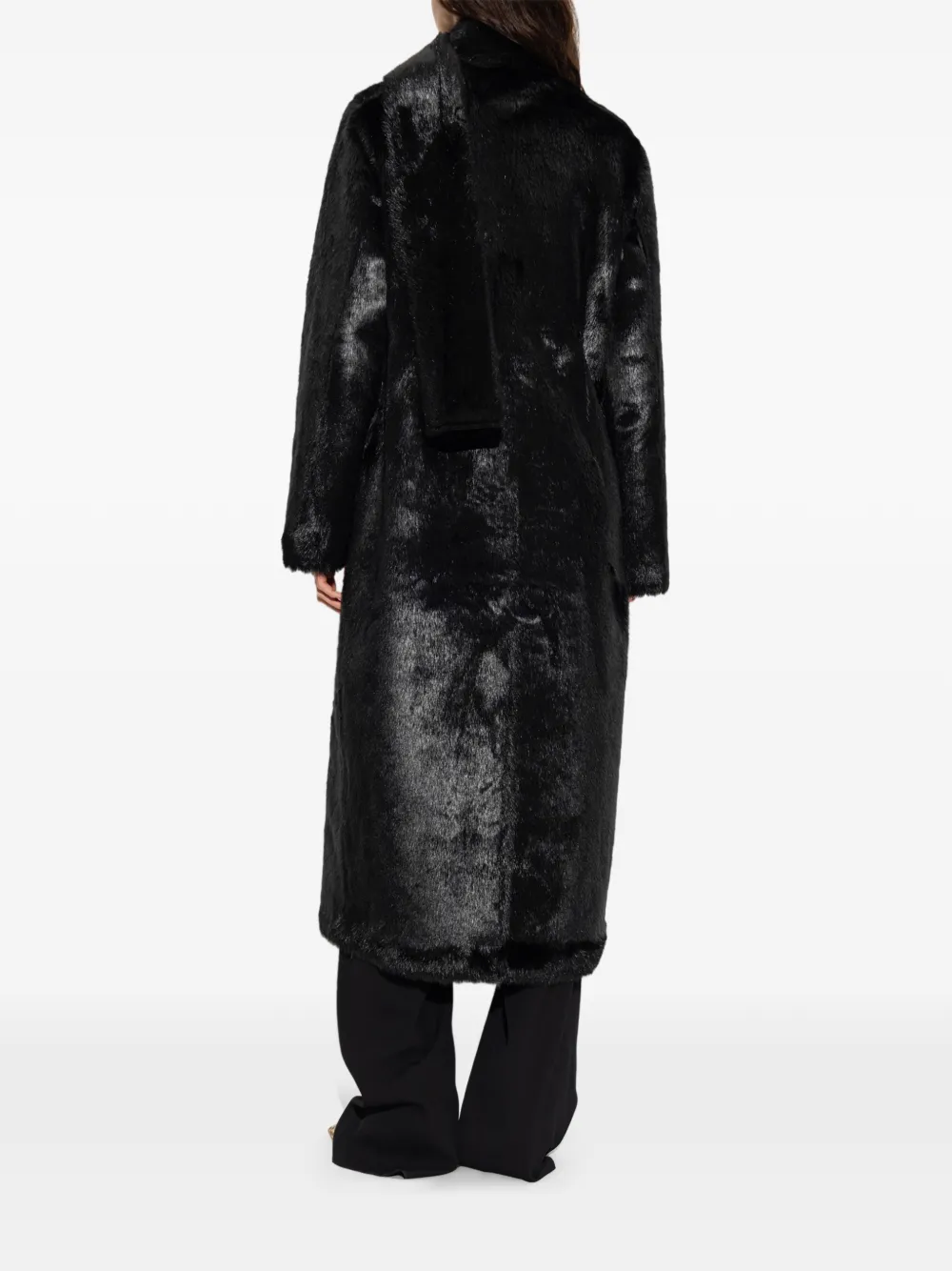 STAND STUDIO Palmer faux-fur coat Zwart