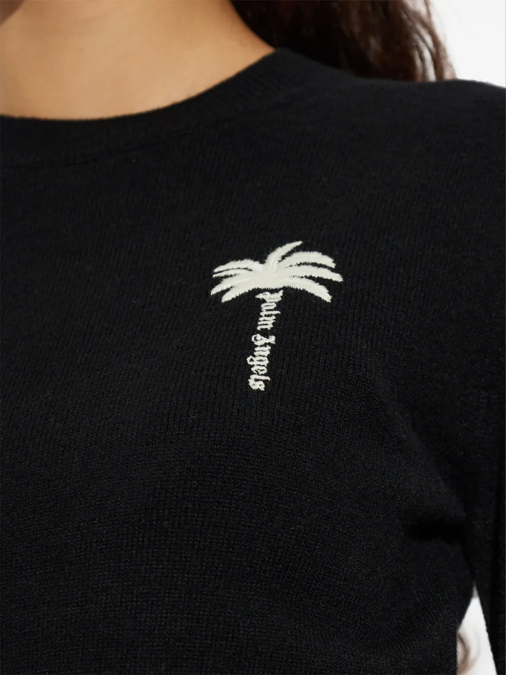 Palm Angels embroidered-logo cropped sweater Zwart