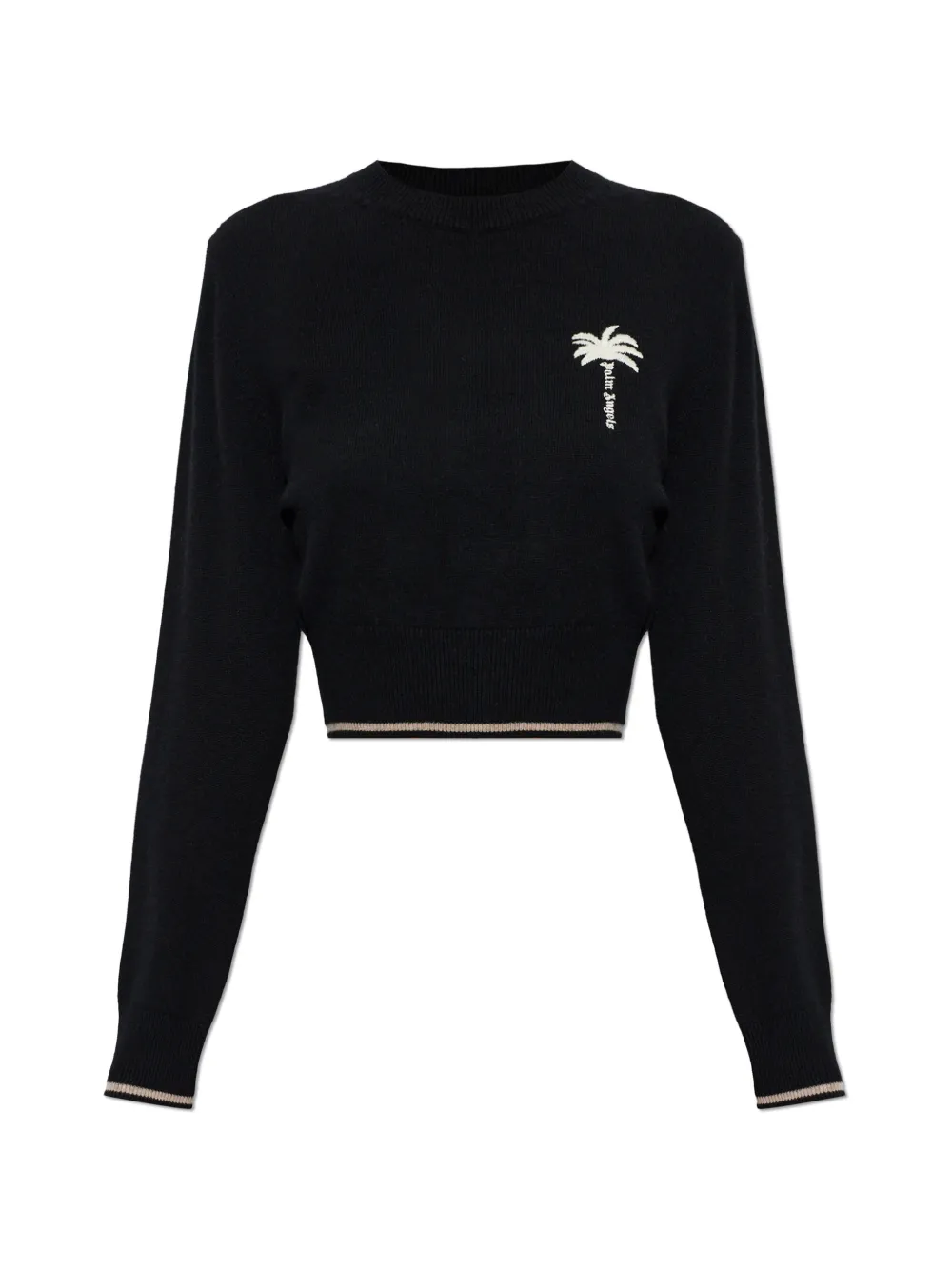 Palm Angels embroidered-logo cropped sweater Zwart