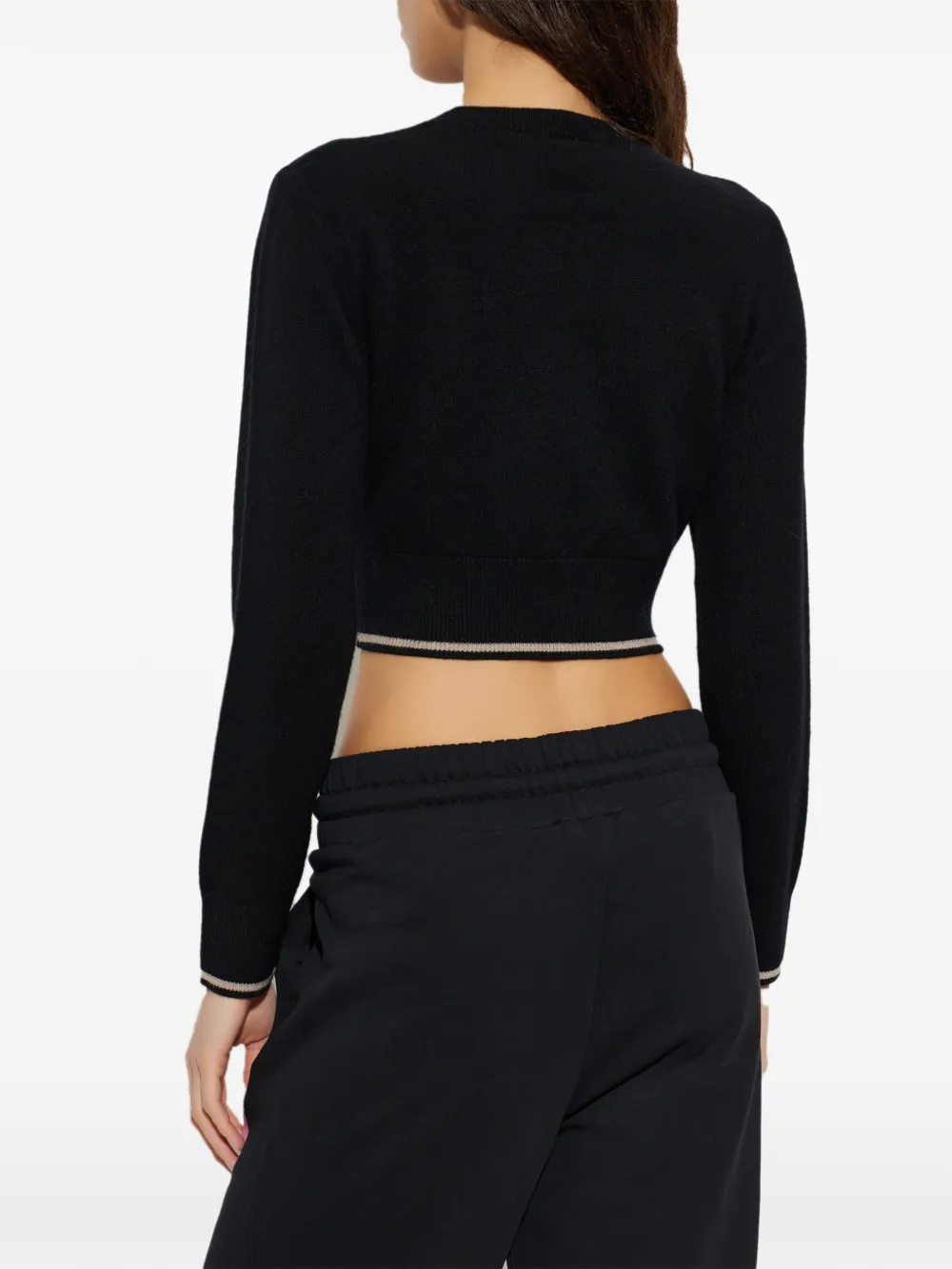 Palm Angels embroidered-logo cropped sweater Zwart