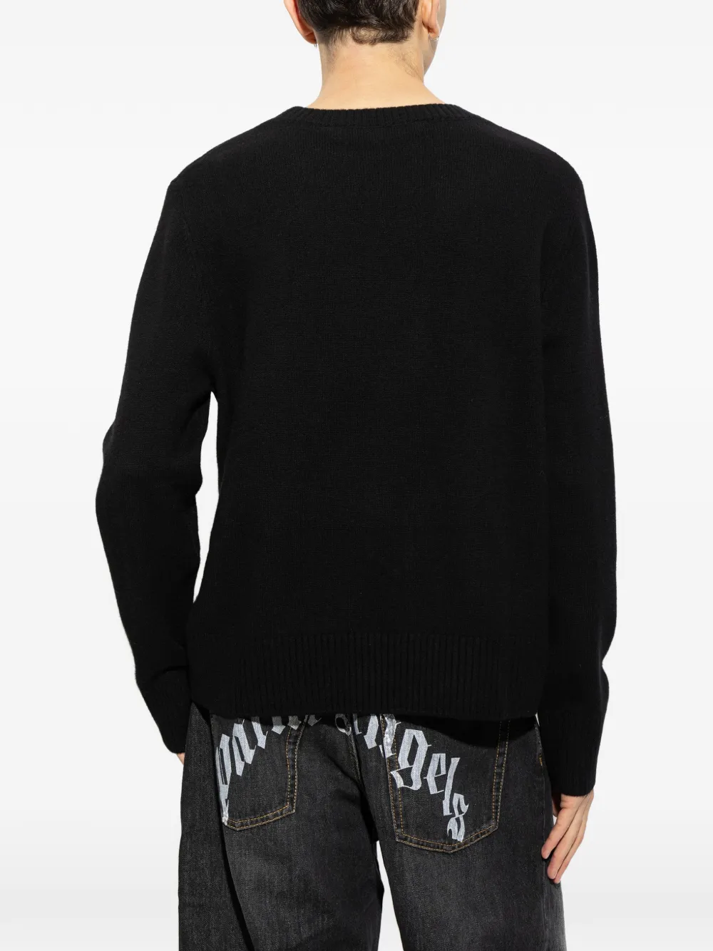 Palm Angels logo-patch wool sweater Zwart