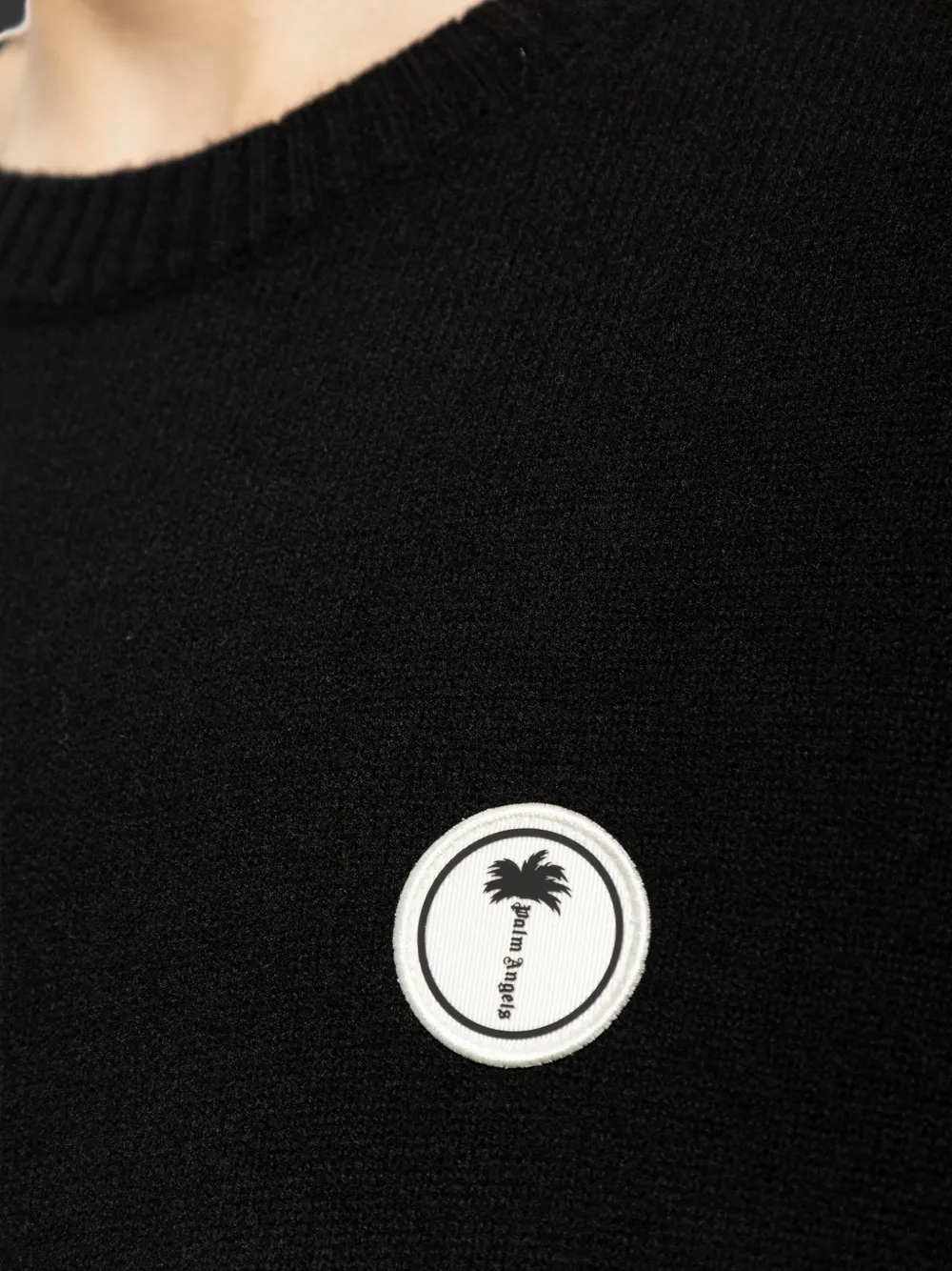 Palm Angels logo-patch wool sweater Zwart