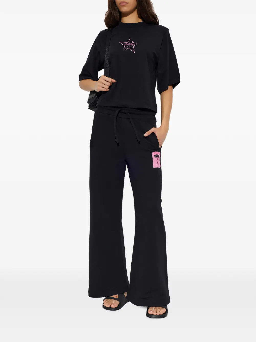 Palm Angels star-print cropped T-shirt Zwart