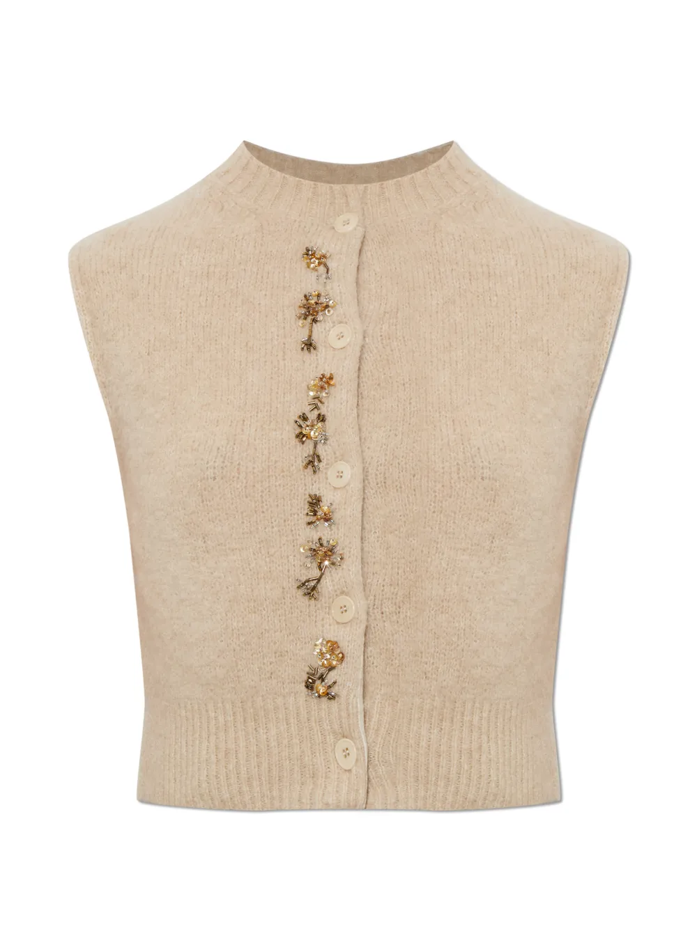 Forte embellished knitted vest Beige