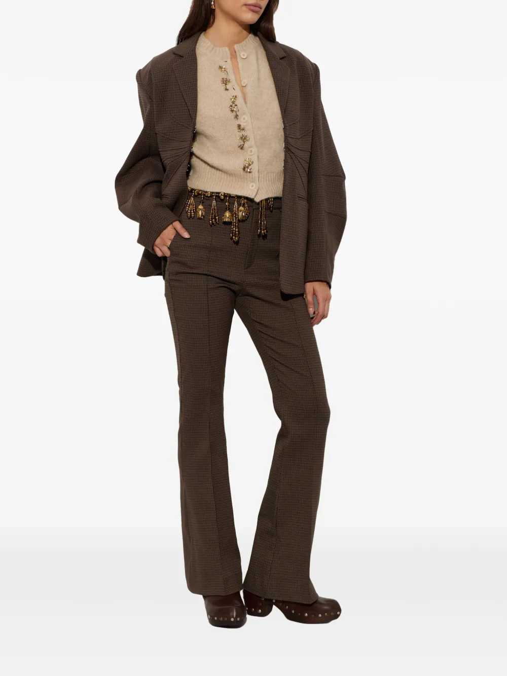 Forte embellished knitted vest Beige