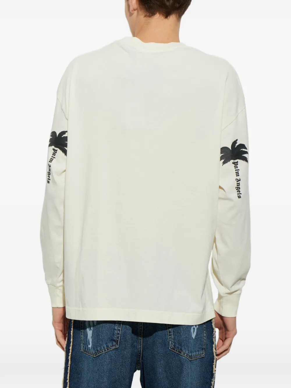 Palm Angels logo-print long-sleeved T-shirt Beige