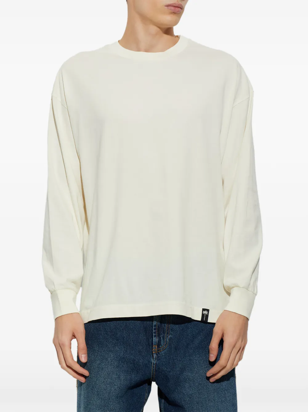 Palm Angels logo-print long-sleeved T-shirt Beige