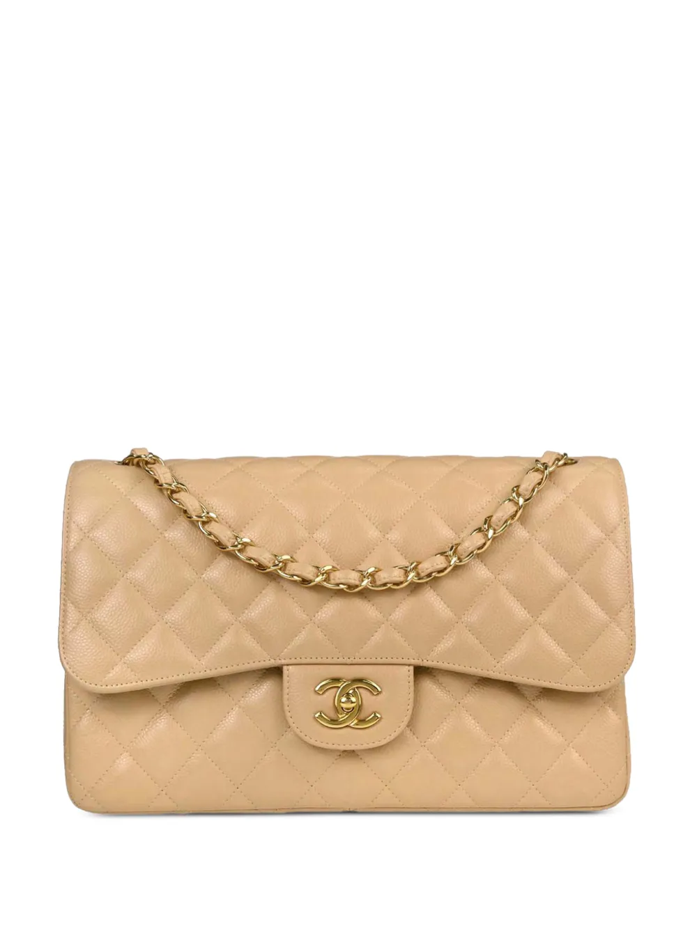 CHANEL Pre-Owned 2018 Jumbo Classic Double Flap CC turn-lock shoulder bag - Toni neutri