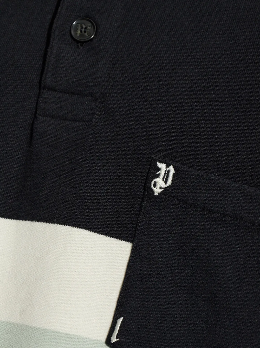 Palm Angels striped cotton polo shirt Zwart