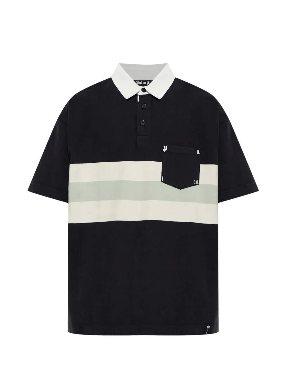 Palm Angels striped cotton polo shirt Zwart
