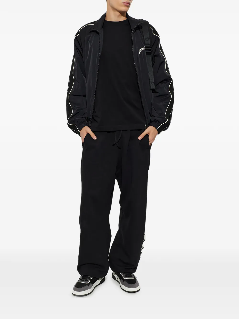 Palm Angels logo-print track jacket Zwart
