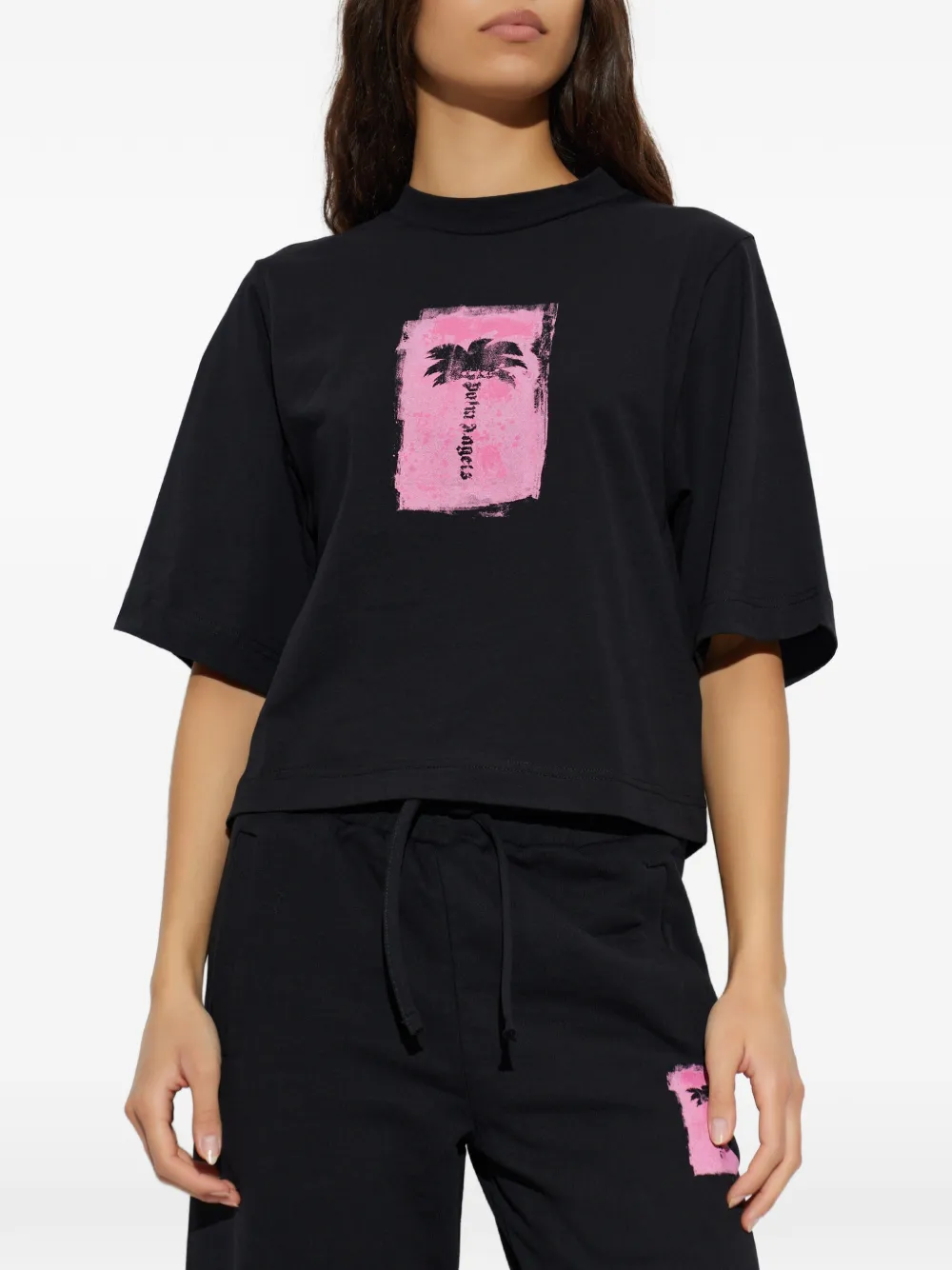 Palm Angels palm-print T-shirt Zwart