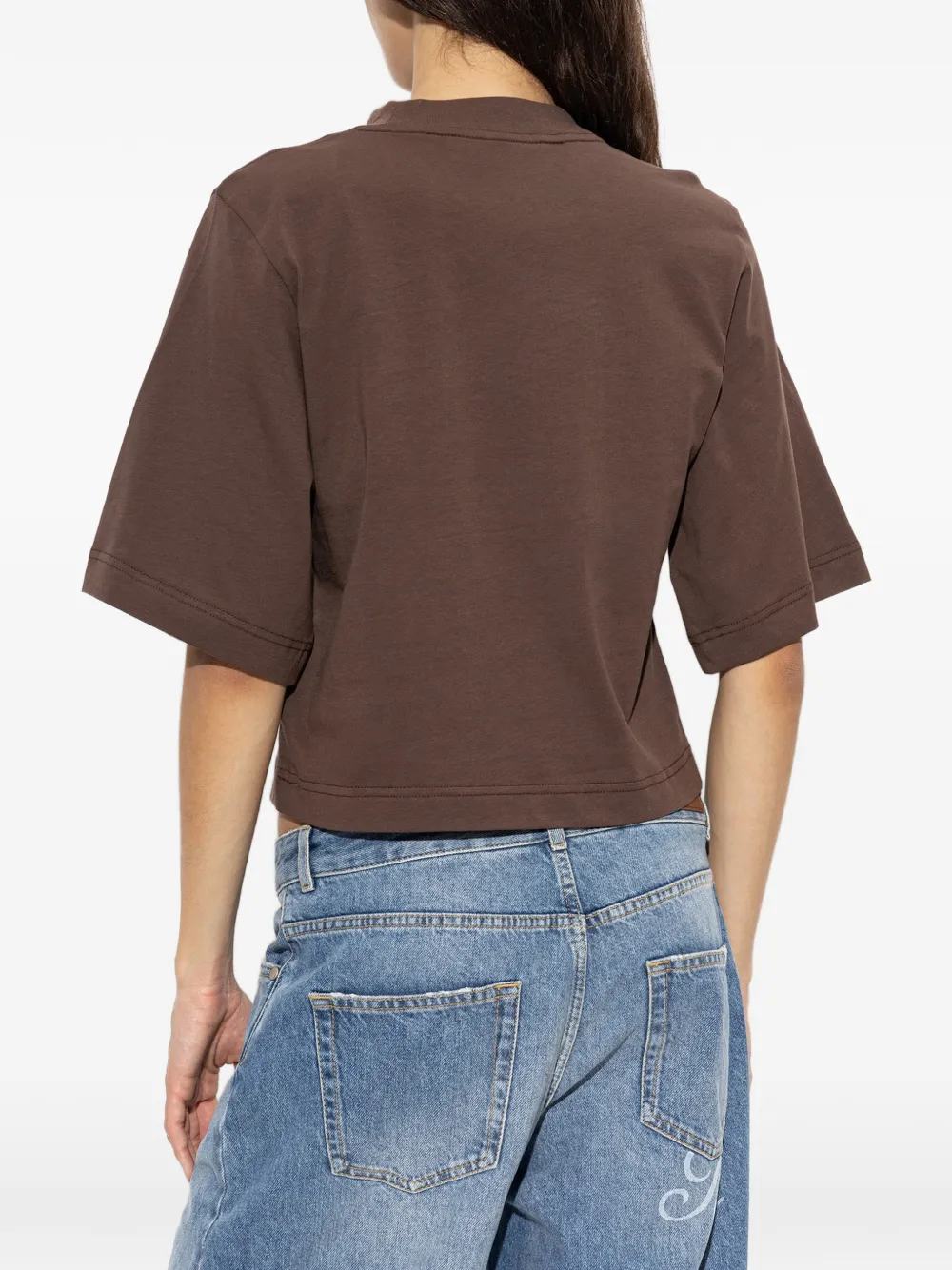 Palm Angels Palm-print cropped T-shirt Bruin