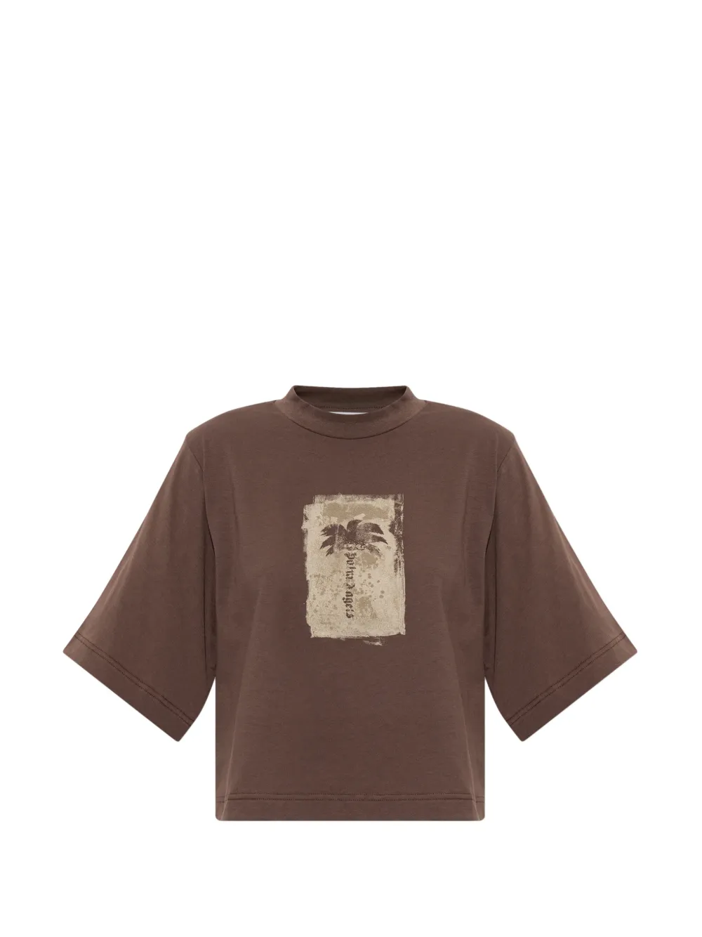 Palm Angels Palm-print cropped T-shirt Bruin
