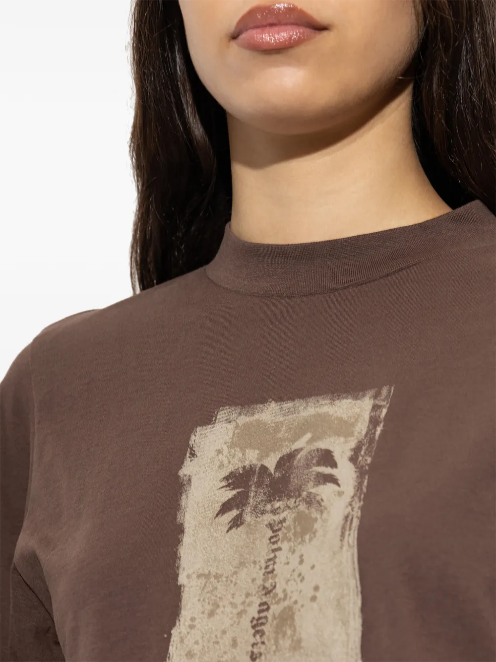 Palm Angels Palm-print cropped T-shirt Bruin