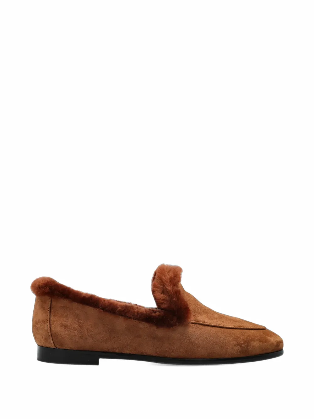 BLACK SUEDE STUDIO Zora fur-trimmed loafers - Marrone