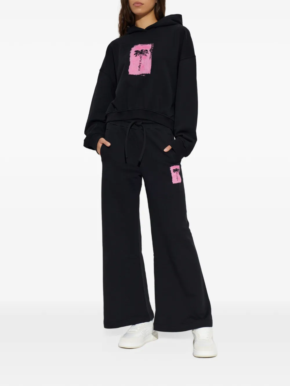 Palm Angels palm-print hoodie Zwart