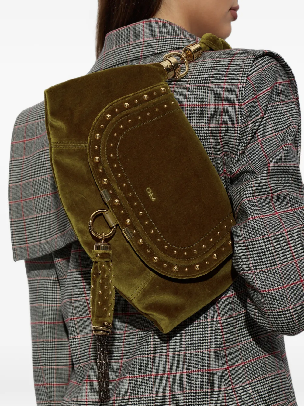 Chloé small Marcie Foulard studded shoulder bag Groen