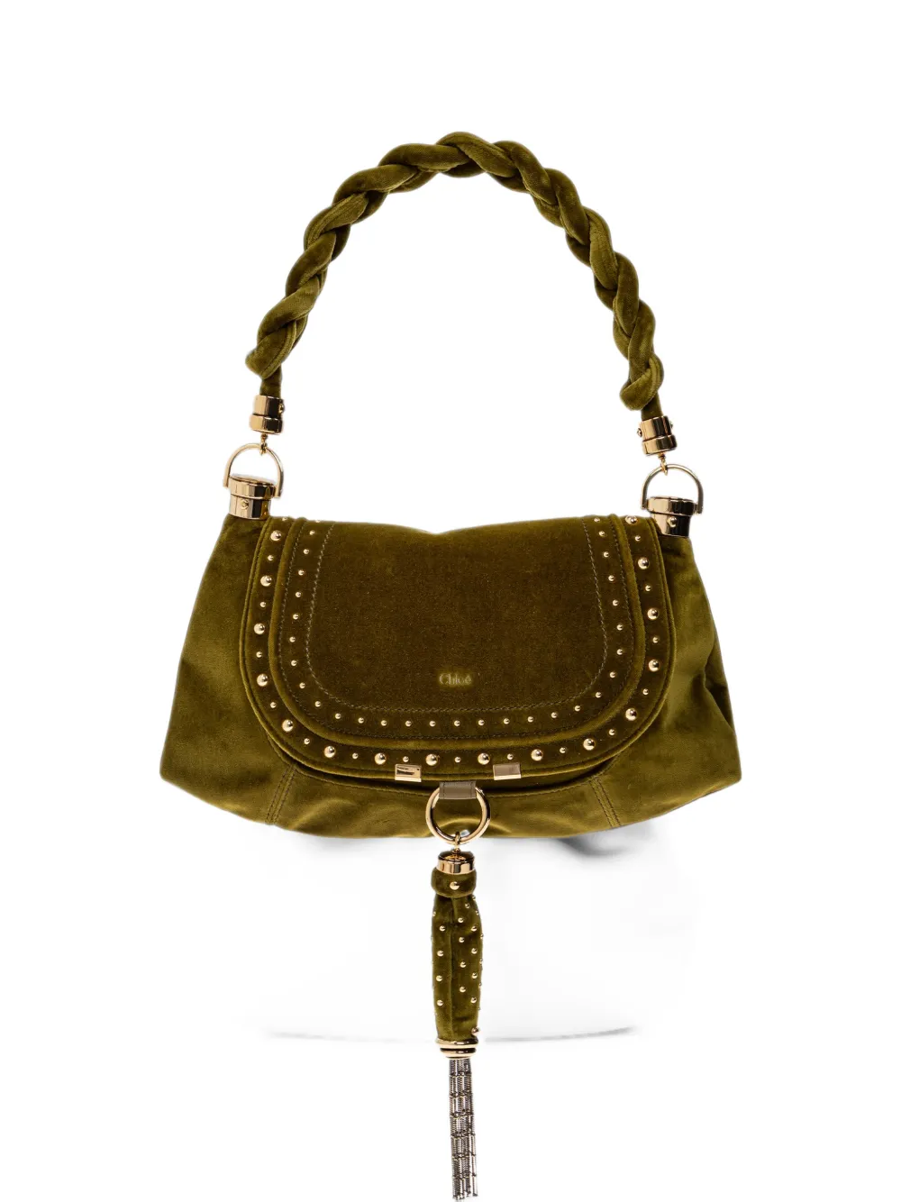 Chloé small Marcie Foulard studded shoulder bag - Verde