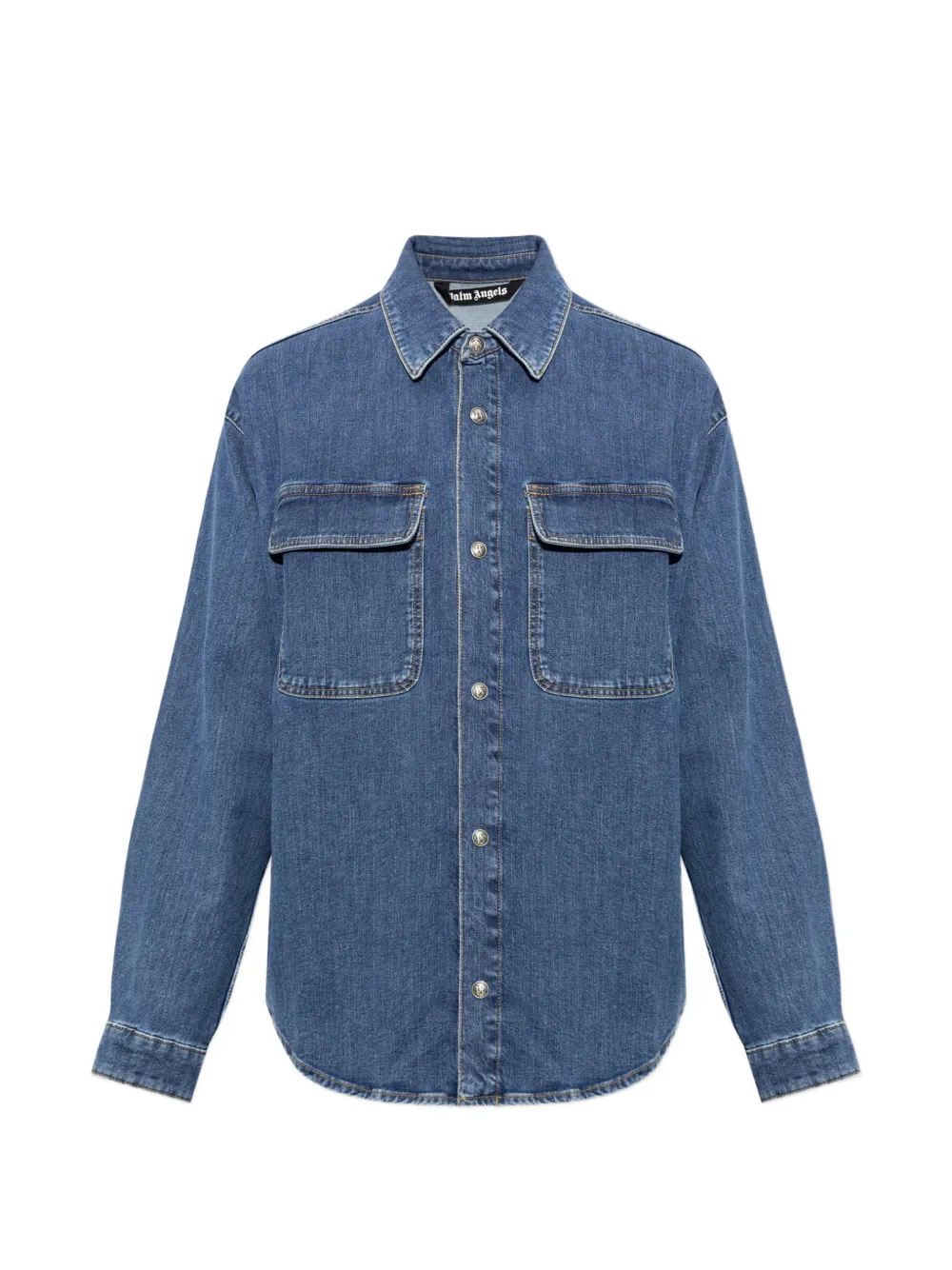 Palm Angels logo-print denim shirt jacket - Blu