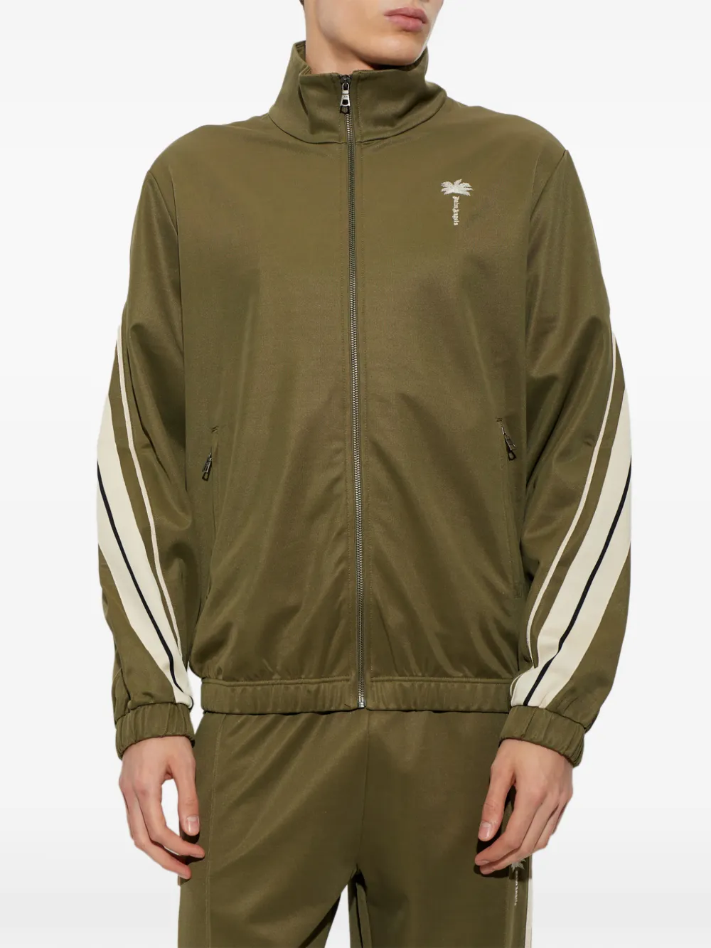 Palm Angels Palm Tree striped track jacket Groen