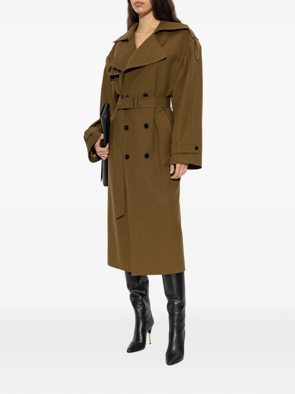 Balmain double-breasted belted coat Bruin