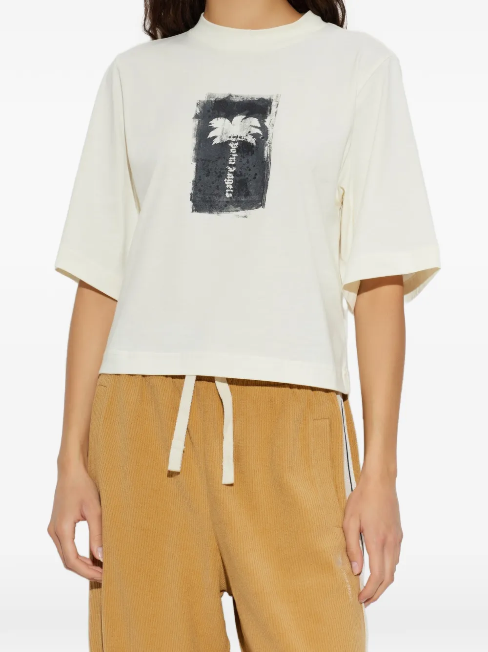 Palm Angels Palm Tree cropped T-shirt Beige
