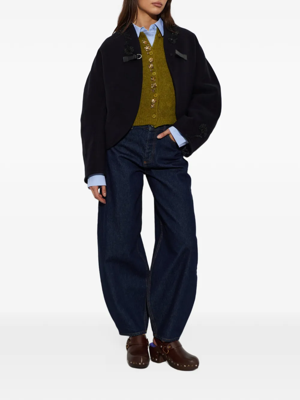 Forte bead-embellished buckle-fastening jacket Blauw