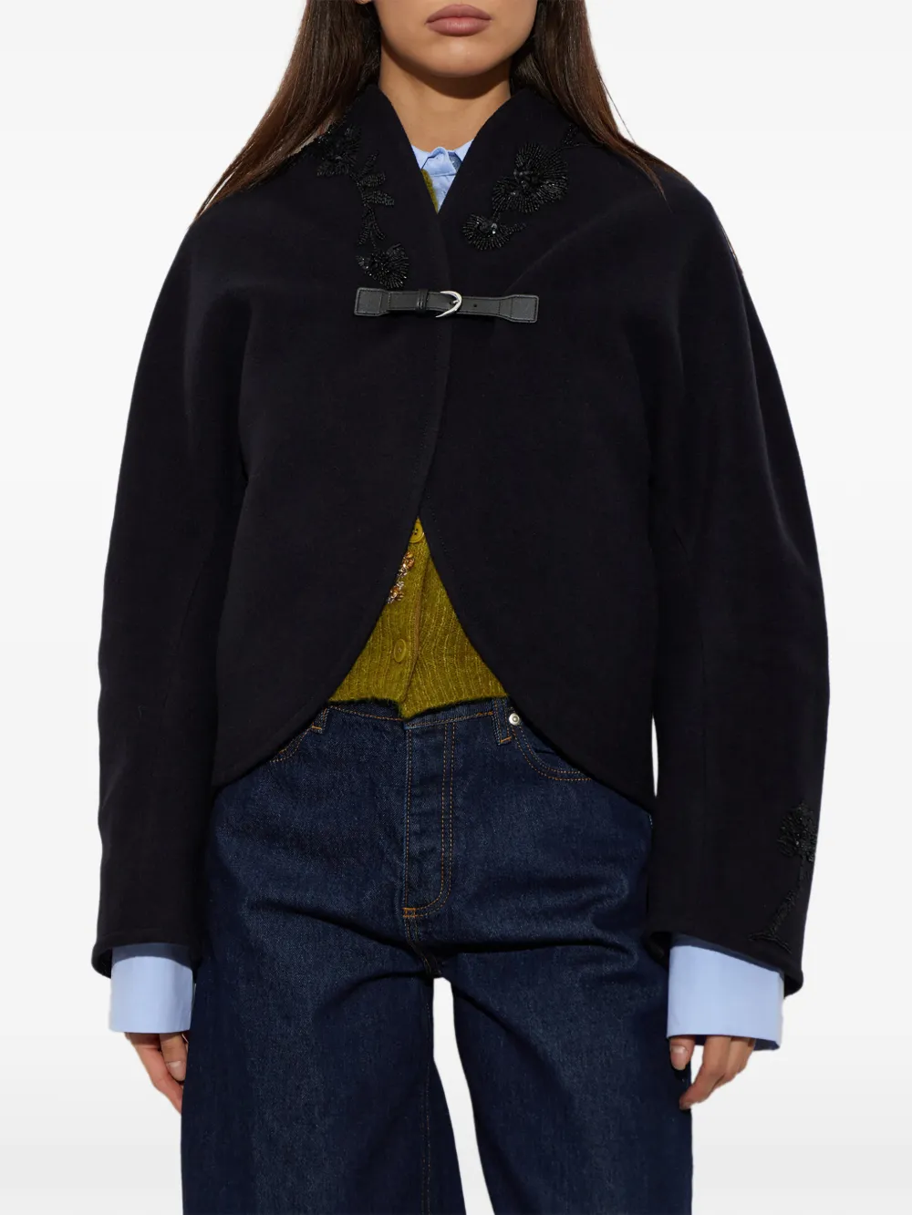 Forte bead-embellished buckle-fastening jacket Blauw
