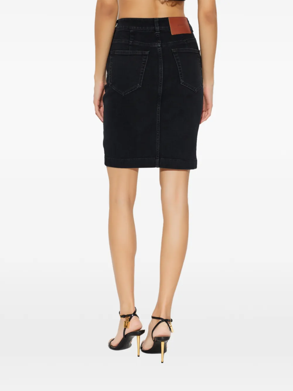 Balmain zip-front mini denim skirt Zwart