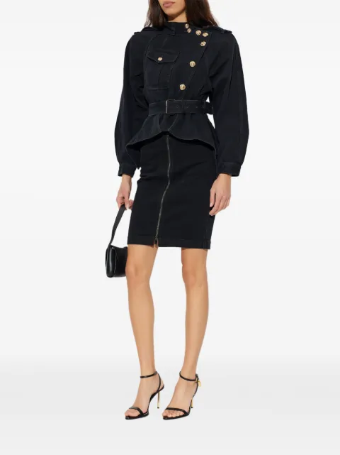Balmain zip-front mini denim skirt