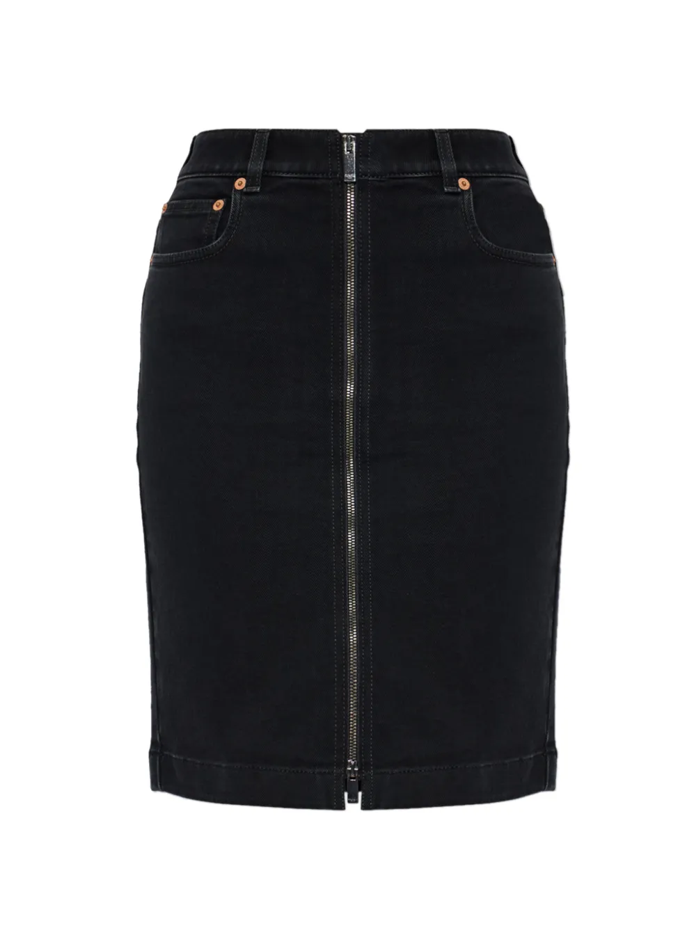 Balmain zip-front mini denim skirt Zwart