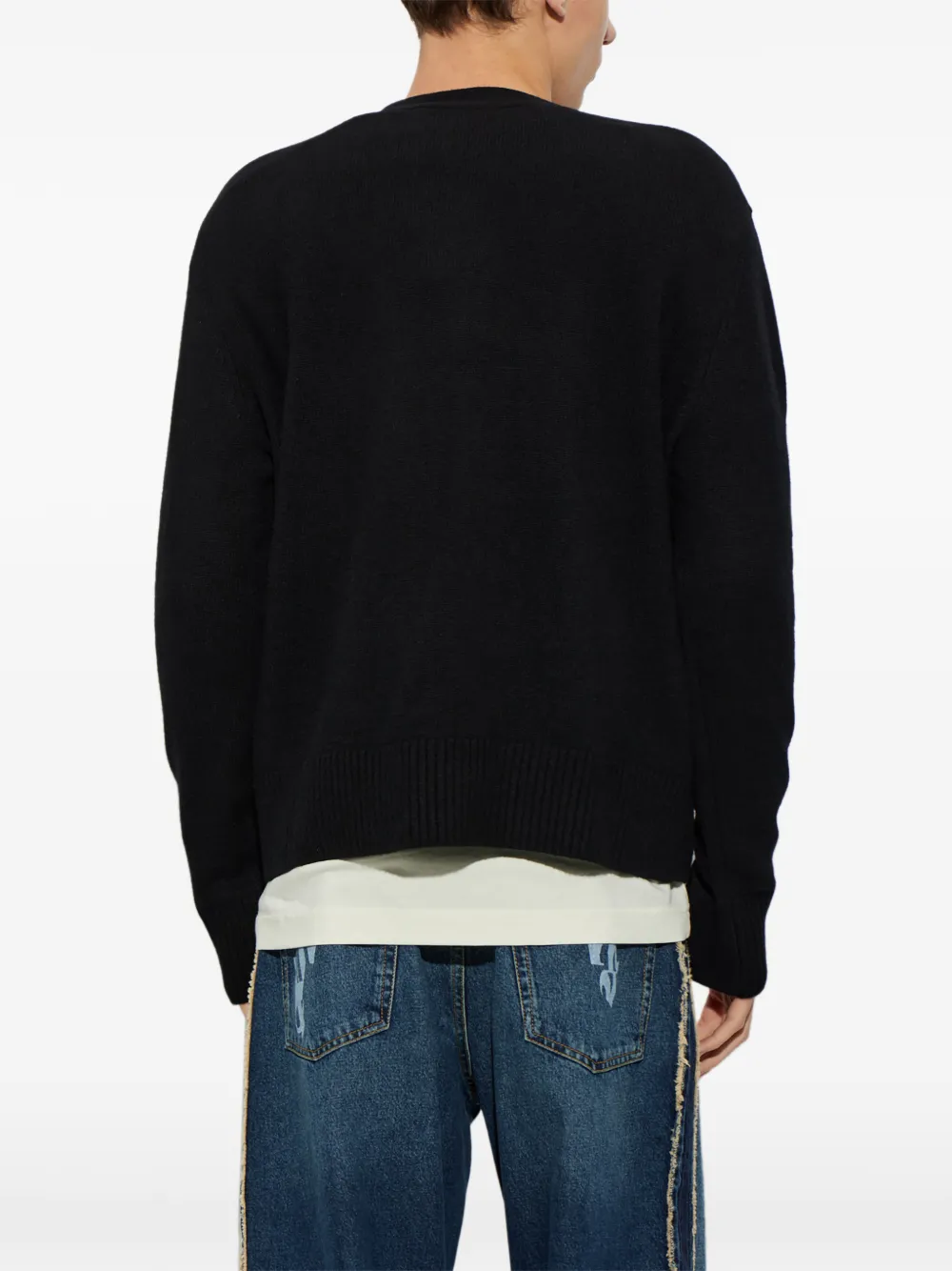Palm Angels logo-patch wool cardigan Zwart