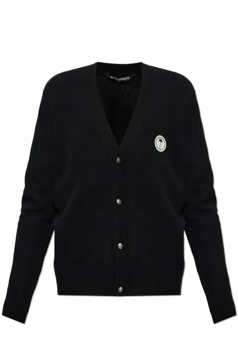 Palm Angels logo-patch wool cardigan