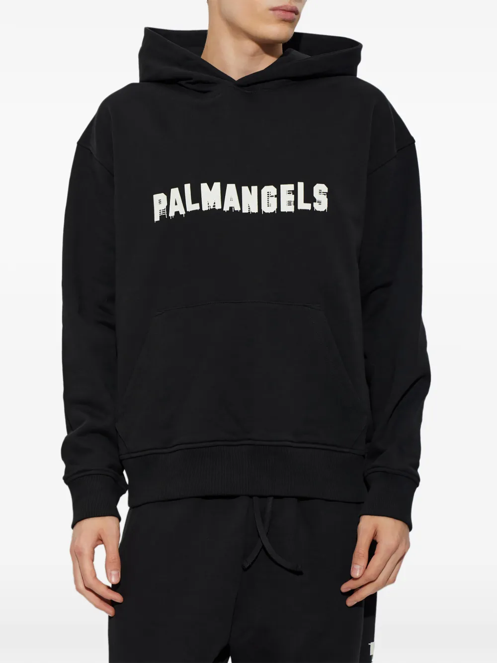 Palm Angels logo-print hoodie Zwart