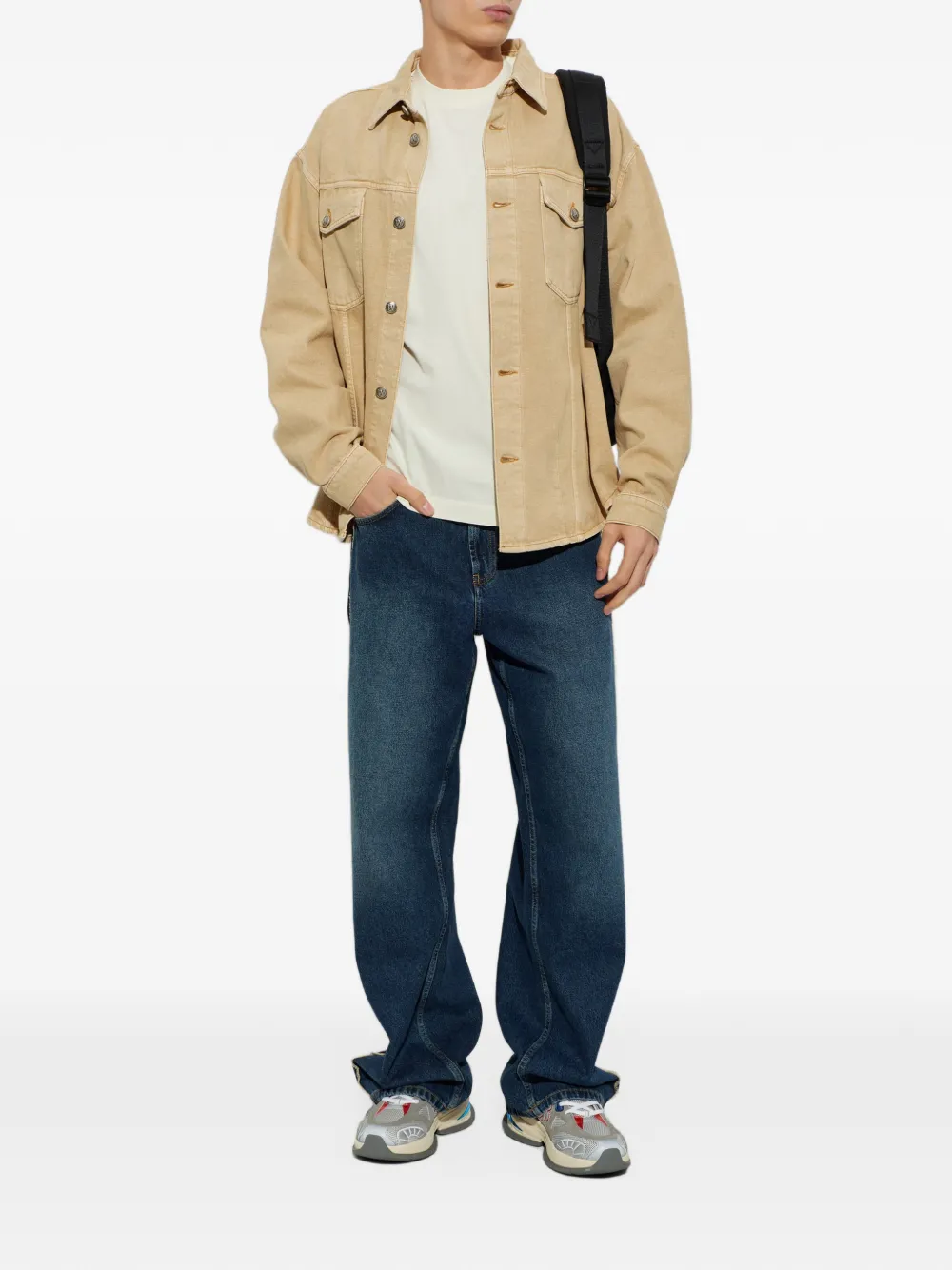 Palm Angels logo-print denim shirt jacket - Toni neutri