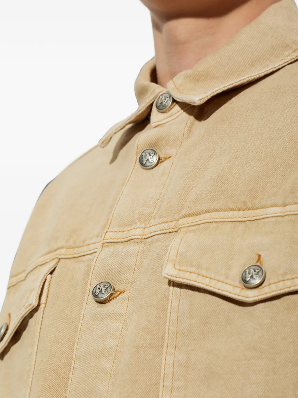 Palm Angels logo-print denim shirt jacket Beige