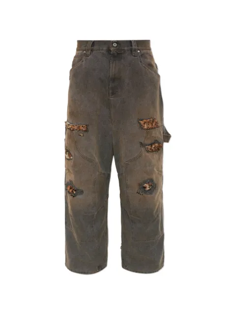 PDF distressed leopard-print jeans