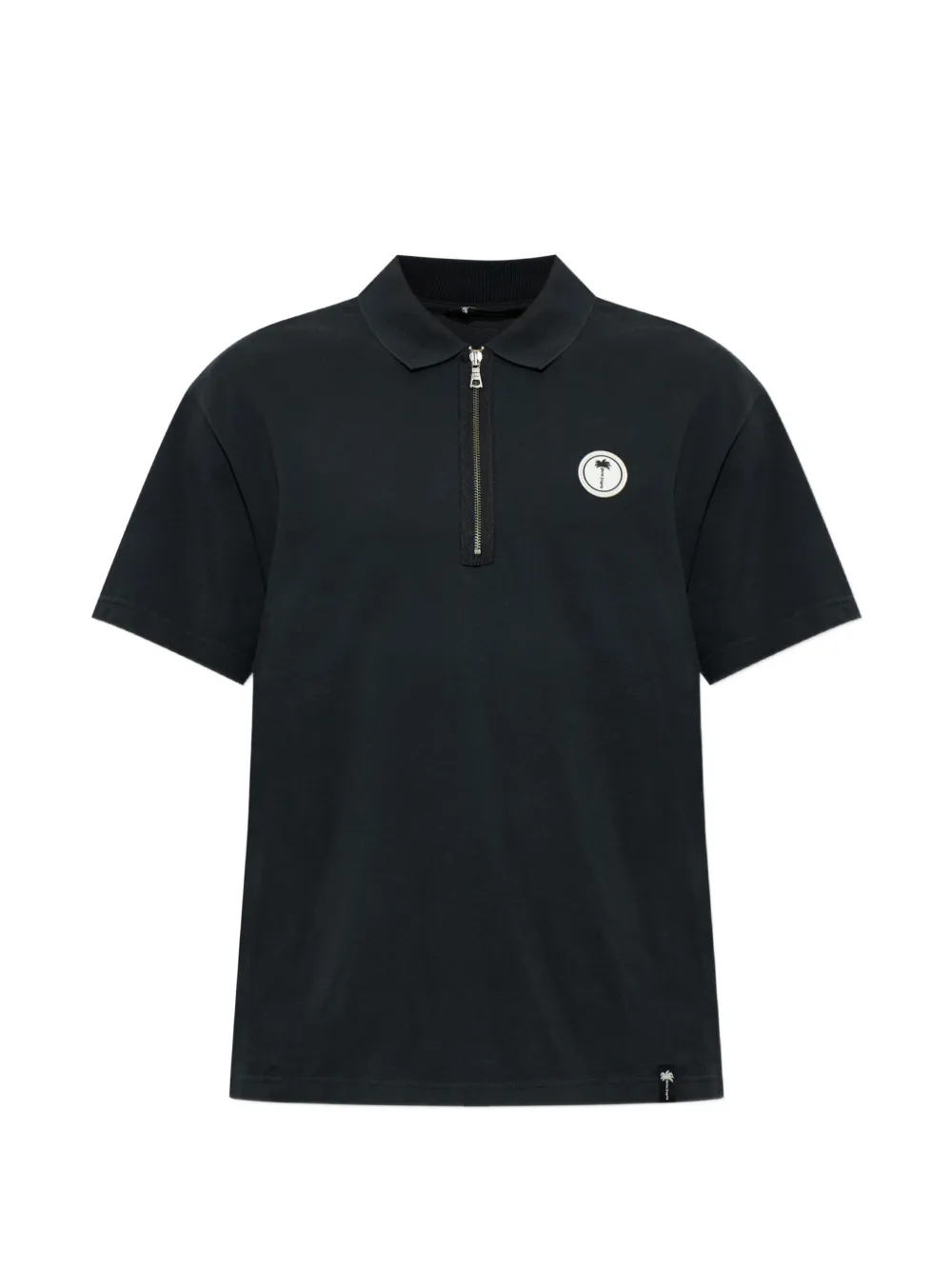 Palm Angels logo-patch zip-neck polo shirt - Blu