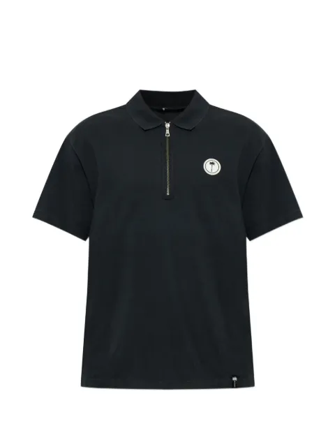 Palm Angels logo-patch zip-neck polo shirt