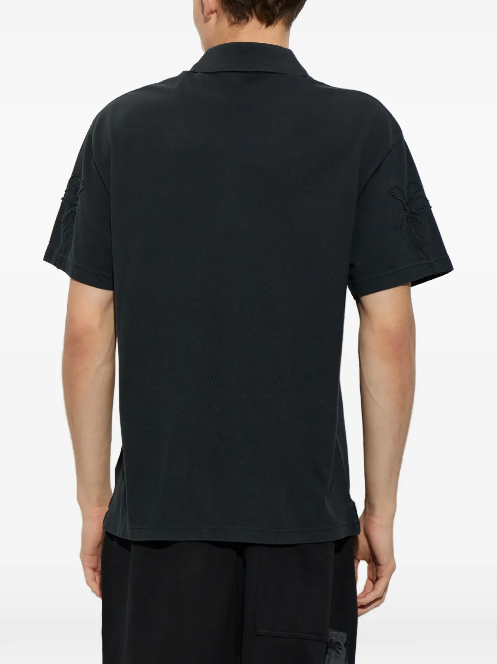 Palm Angels logo-patch zip-neck polo shirt Blauw